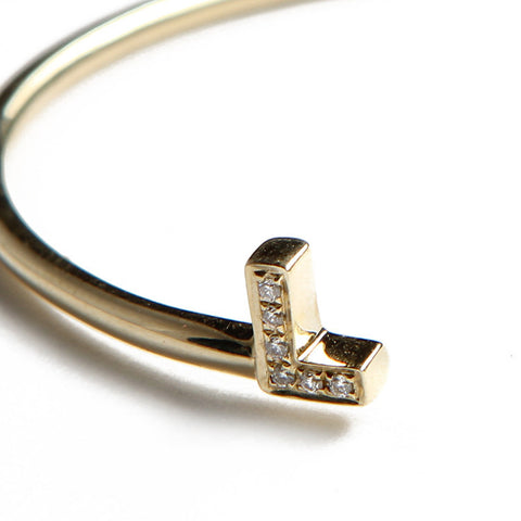 Diamond Initial Cuff Close Up Right Side View