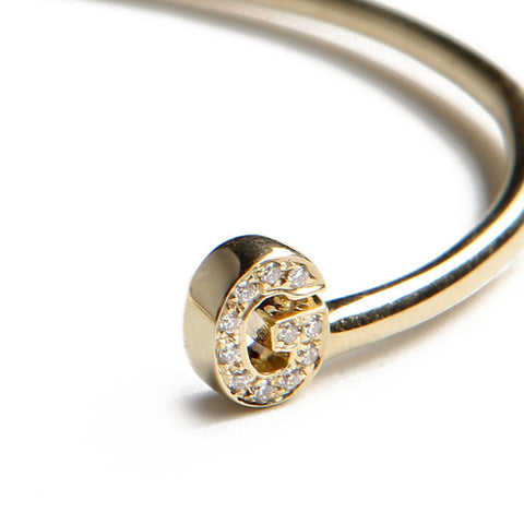 Diamond Initial Cuff Close Up Left Side View