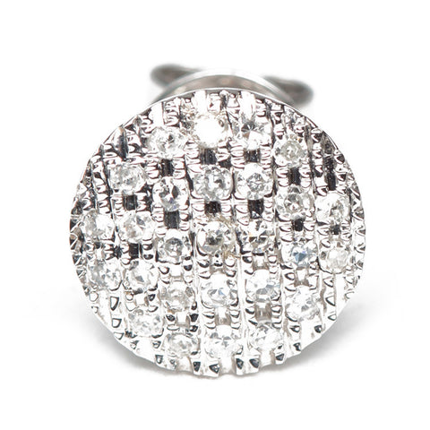 Round Pavé Diamond and White Gold Studs