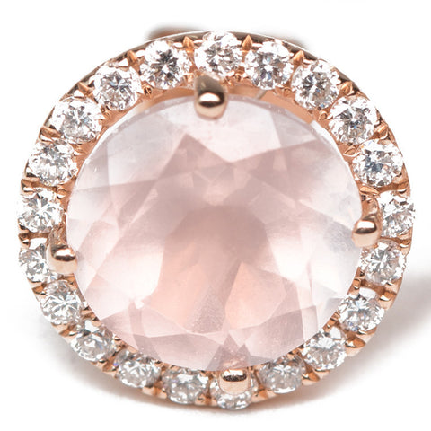 Pink Quartz And Diamond Studs