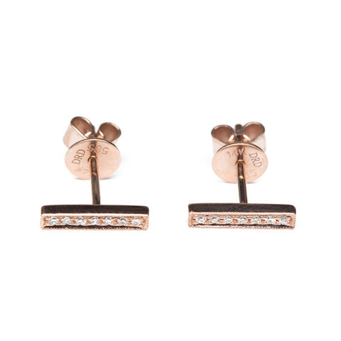 Rose Gold Bar Studs With Diamonds
