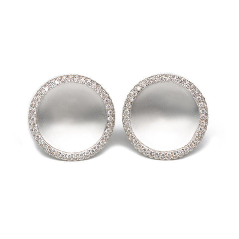 Diamond And Sandblasted White Gold Studs