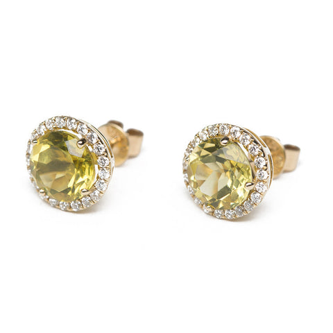 Lemon Quartz And Diamond Studs