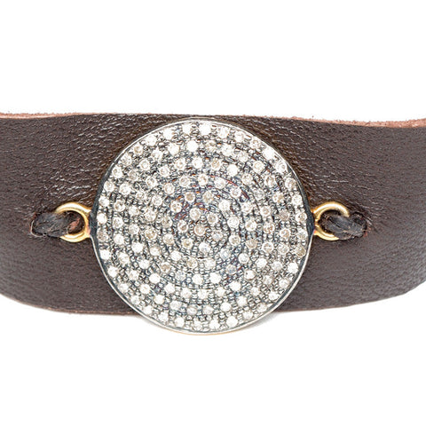 Lambskin Leather And Diamond Wrap Bracelet