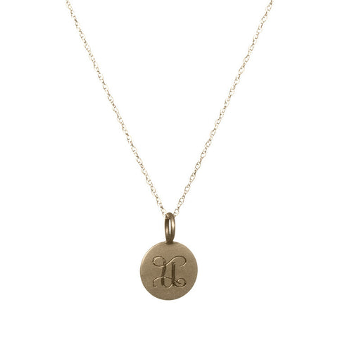Small Gold Disc Necklace With Initials