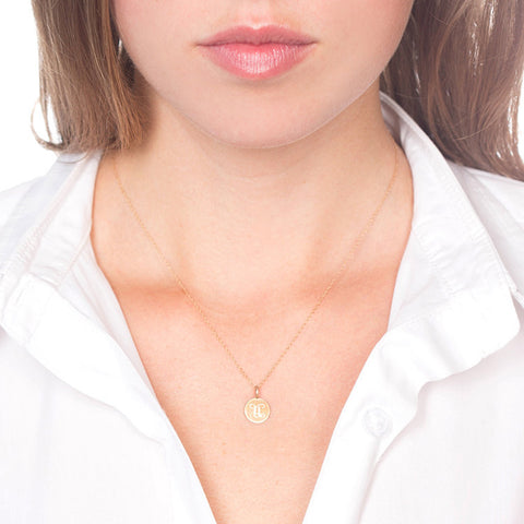 Small Gold Disc Necklace With Initials