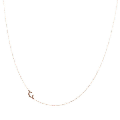 Tiny Sideways Gold Initial Necklace