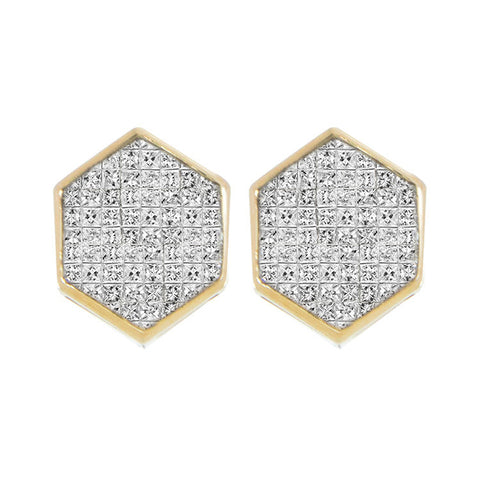 Yellow Gold Hexagon Diamond Studs