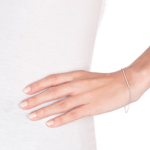 Diamond Bubble Bar White Gold Bracelet on Person
