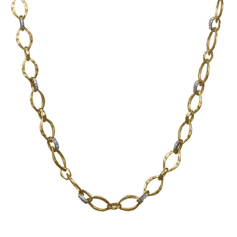 Gold Marquis Link Chain with Diamonds