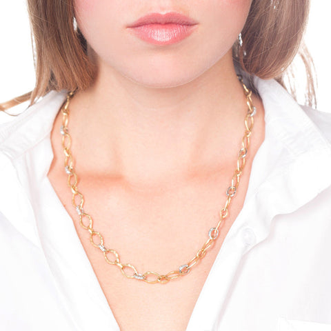 Gold Marquis Link Chain with Diamonds on Person