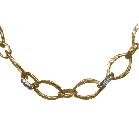 Gold Marquis Link Chain with Diamonds Close Up