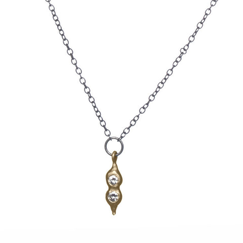 Double Diamond Flame Charm Necklace