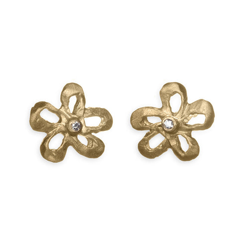 Gold Flower Diamond Studs