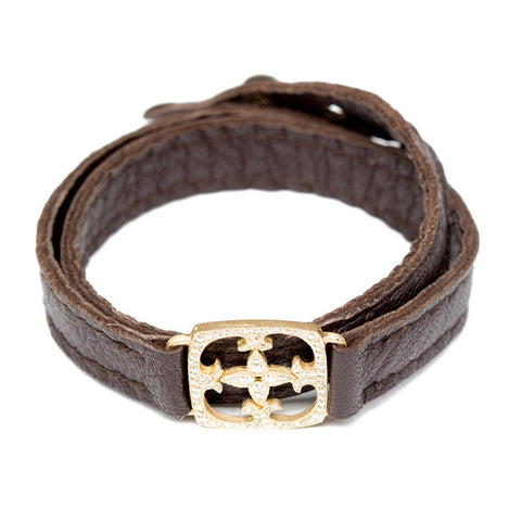 Garden Gate Diamond Leather Wrap Cuff