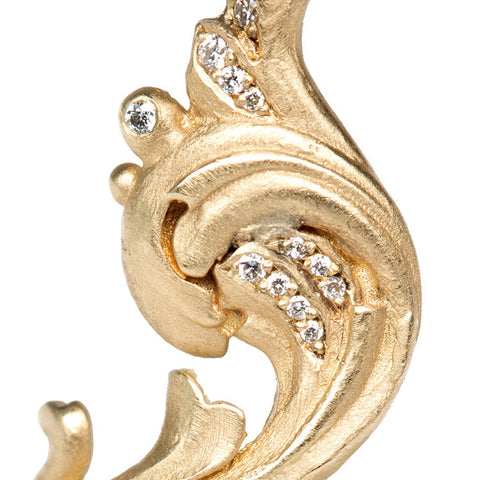 Signature Scroll Gold Ring with Diamonds