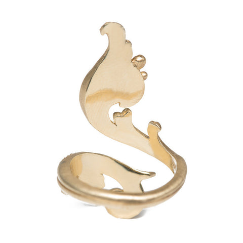 Signature Scroll Gold Ring with Diamonds