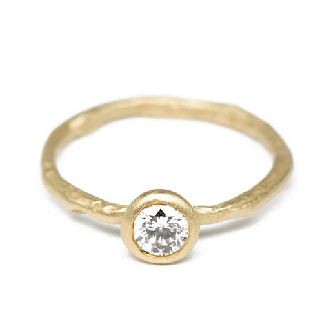 Twig Solitaire Diamond Gold Ring