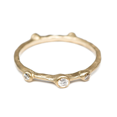 Supernova Gold Ring with Diamonds