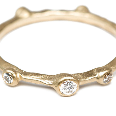 Supernova Gold Ring with Diamonds