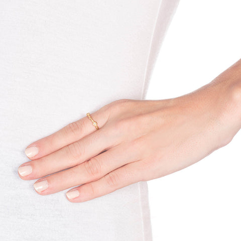 Gold Daisies Stacking Ring on Person