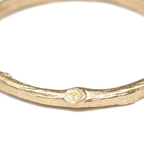 Gold Twig Stacking Ring Close Up