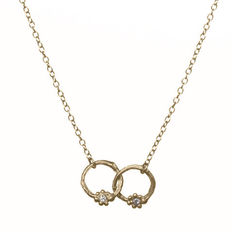 Interlocking Gold Necklace with Diamonds