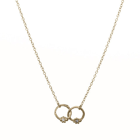 Interlocking Gold Necklace with Diamonds