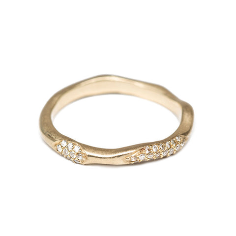 Wavy Gold Band With Diamonds