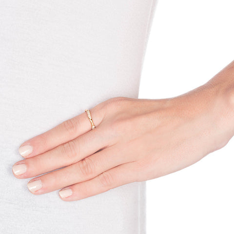 Wavy Gold Band With Diamonds