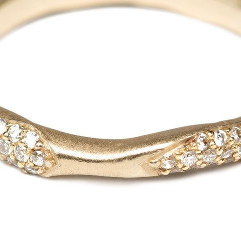 Wavy Gold Band With Diamonds
