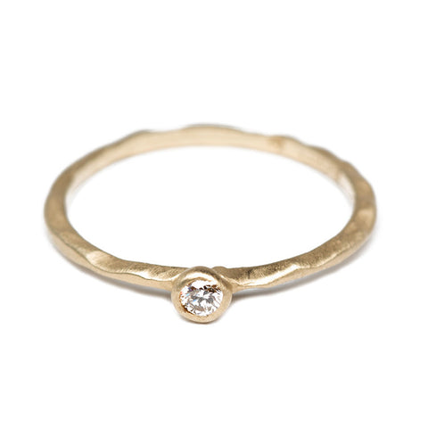 Textured Gold Stacking Ring with Diamond