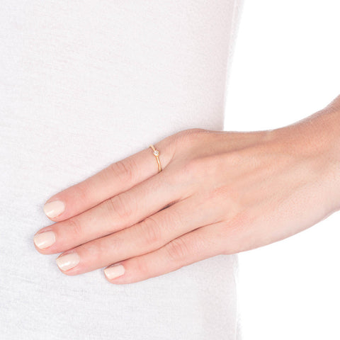 Textured Gold Stacking Ring with Diamond