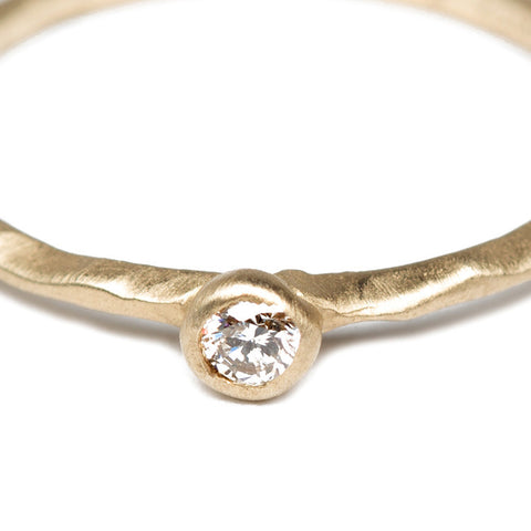 Textured Gold Stacking Ring with Diamond