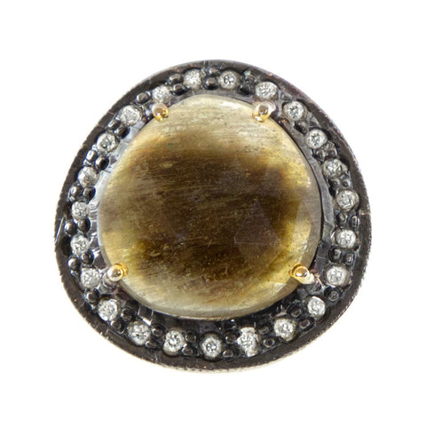 Cognac Sapphire and Champagne Diamond Studs