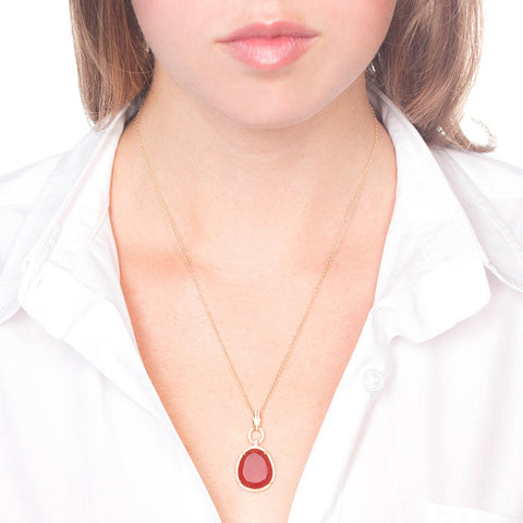 Red Agate And Diamond Pendant