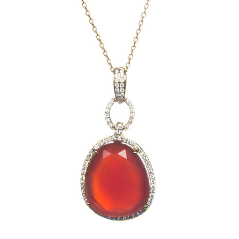 Red Agate And Diamond Pendant