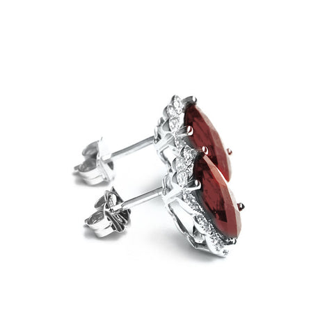 Garnet Studs Side View