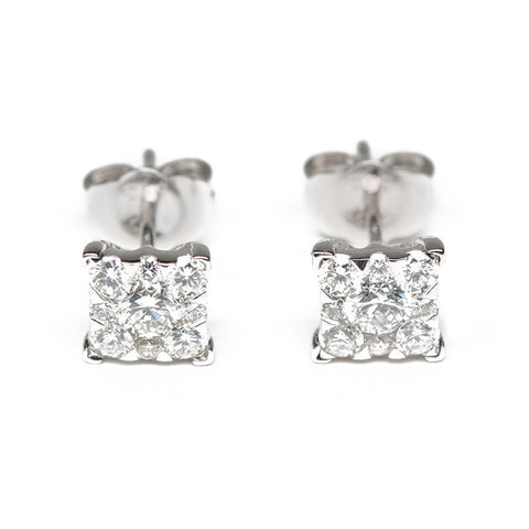Princess Cut Illusion Diamond Studs