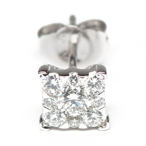 Princess Cut Illusion Diamond Studs