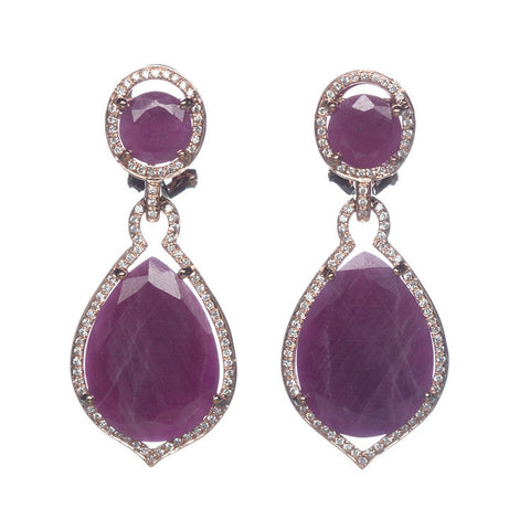 Rose Gold Ruby Earrings with Diamonds