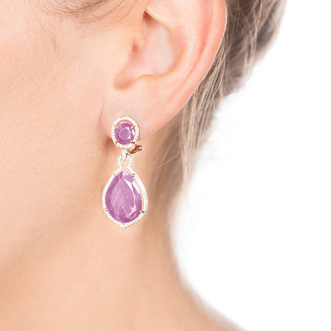 Rose Gold Ruby Earrings with Diamonds