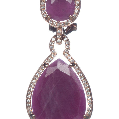 Rose Gold Ruby Earrings with Diamonds