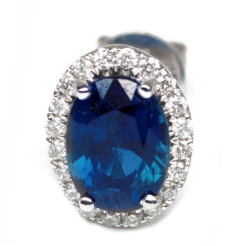 Diamond And Sapphire Studs Close Up