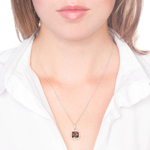 Smoky Quartz And Diamond Pendant