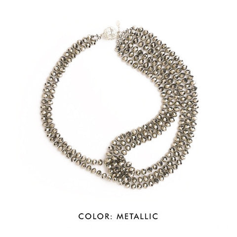 SBG Crystal Statement Necklace in metallic