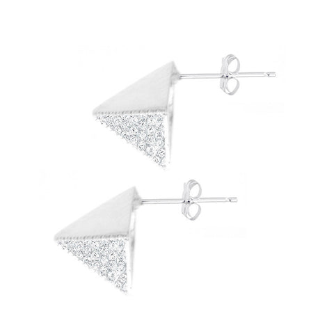 Sterling Silver Pyramid Studs with Diamonds